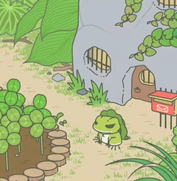 花园小屋前的蛙